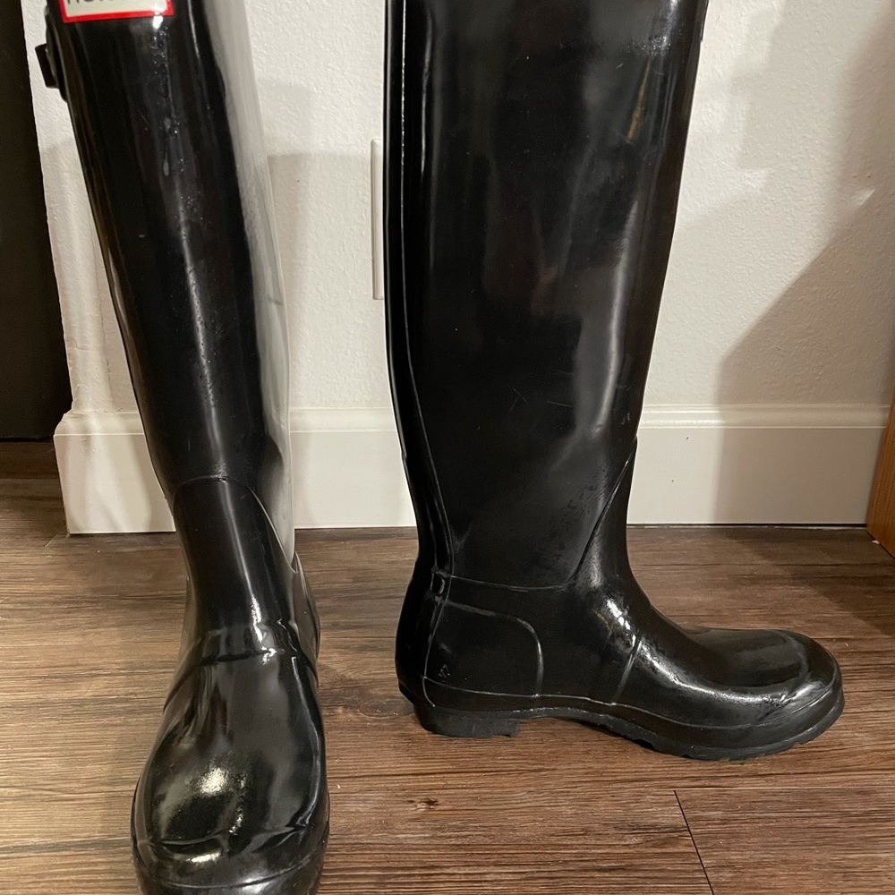 Hunter Rain Boots Original Tall Black Gloss Size 8